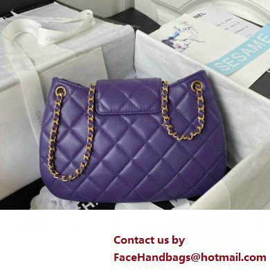 Chanel Lambskin  &  Gold-Tone Metal large Messenger Bag AS4610 purple 2024